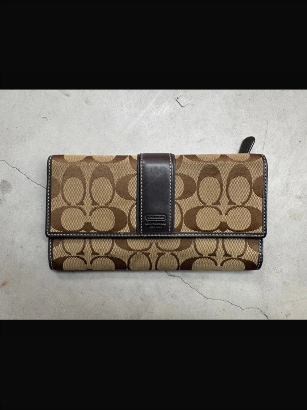 Coach Brown Signature Jacquard Continental Wallet